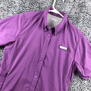 Columbia Shirt Womens Large Purple PFG Short Sleeve Vented Fishing Hiking